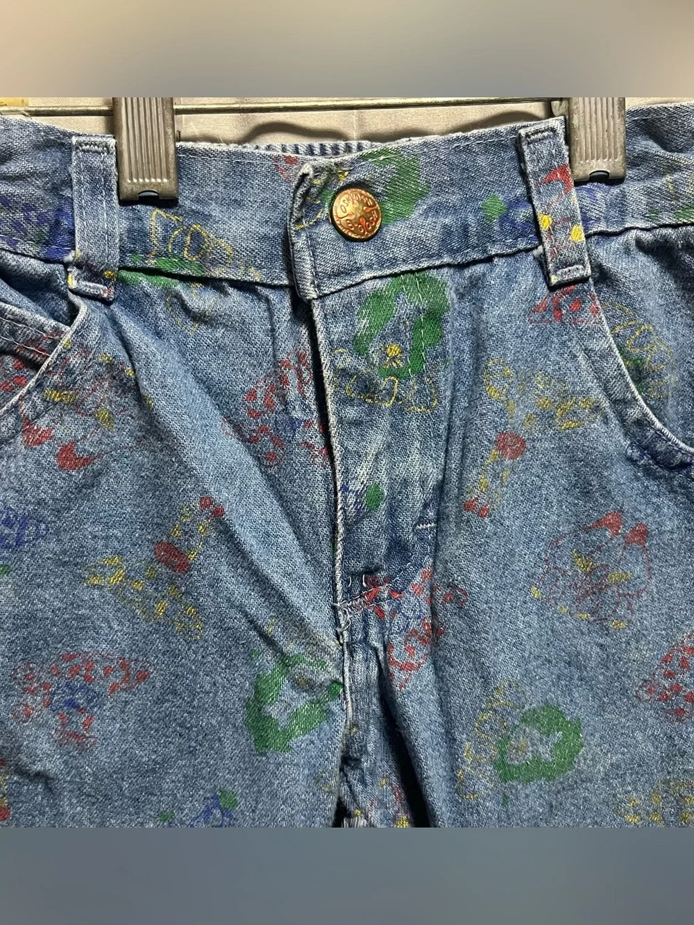 Vintage OshKosh B’Gosh Printed Denim Jeans 3T 90s Toddler USA Made